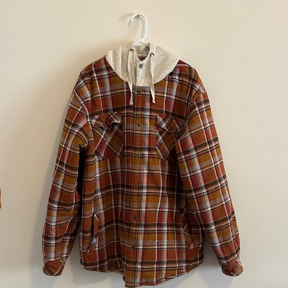 Legendary Whitetails Plaid Jacket with Hood - Brown and Cream